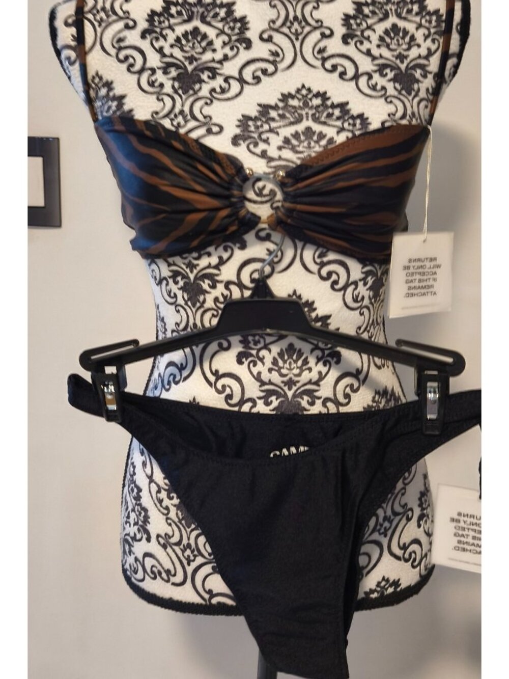 SAME Los Angeles Bikini Set XL Top L Bottom Tiger Print Bandeau NWT